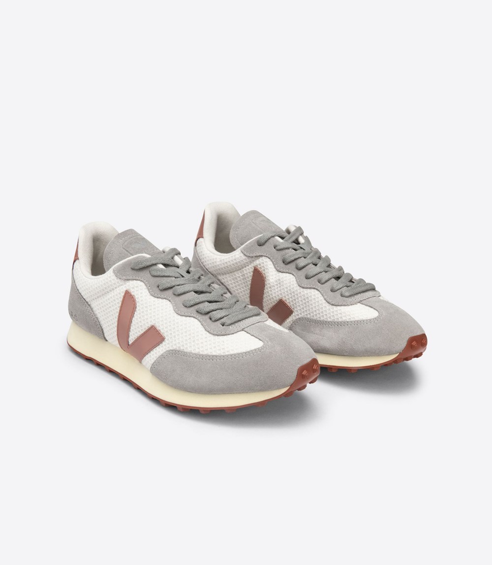 Veja Sneakers Womens - Rio Branco Hexamesh Gravel - Grey/White - 7893HSZQR